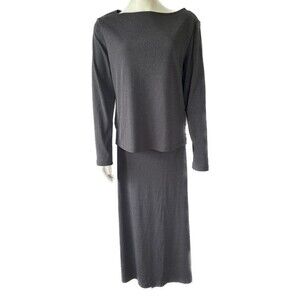 Studio C Matching Business Work Boatneck Top and Long Flare Skirt Set Size M/L